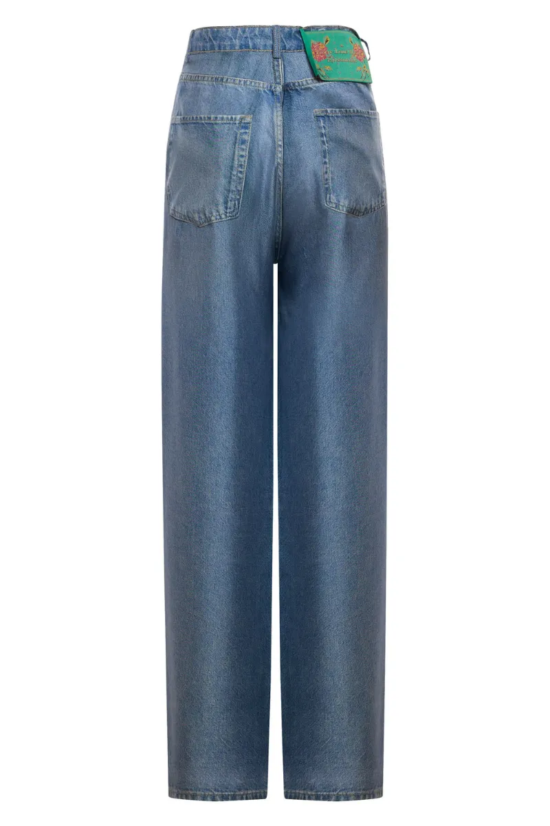ALOE Printed Denim Silk Pants