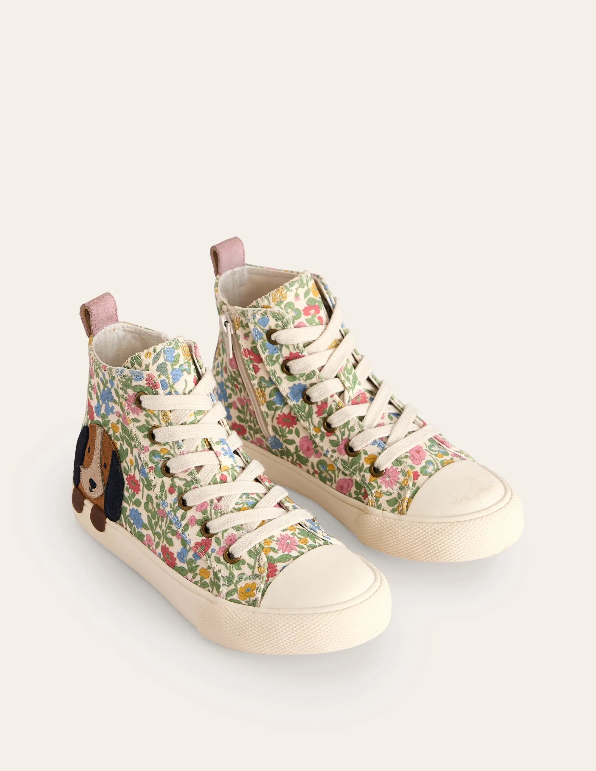 Applique Canvas High Top-Multi Floral Dog