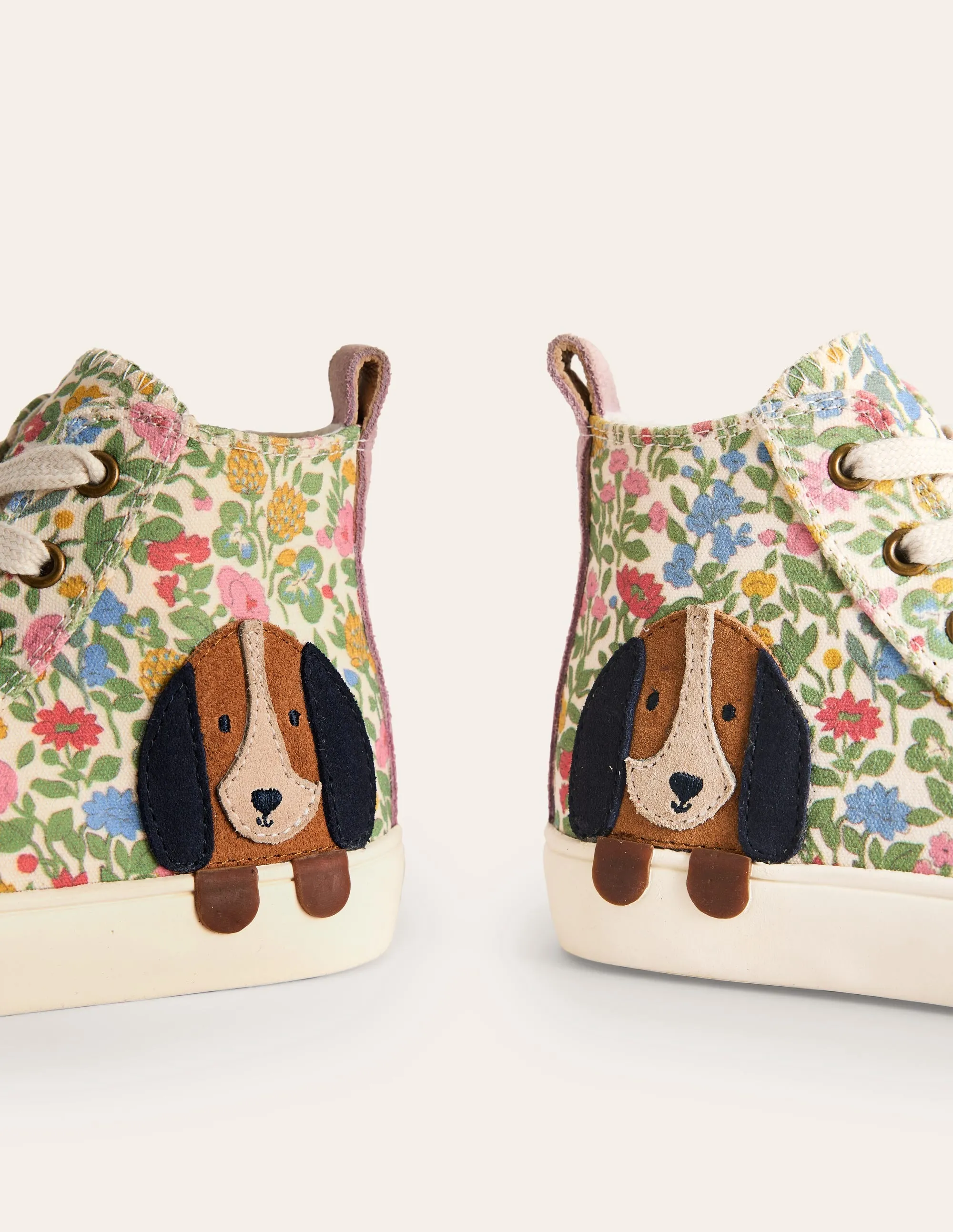 Applique Canvas High Top-Multi Floral Dog