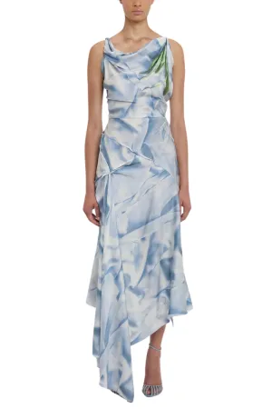 Asymmetric Draped Midi Dress