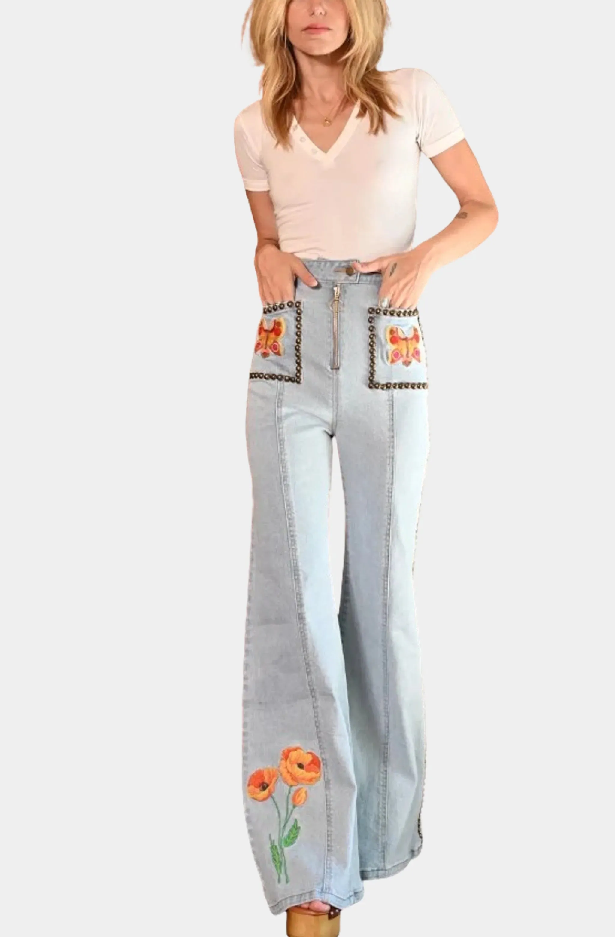 Butterflies Are Free Studded Bell Pant