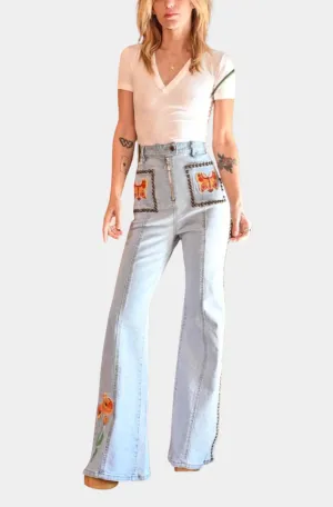Butterflies Are Free Studded Bell Pant