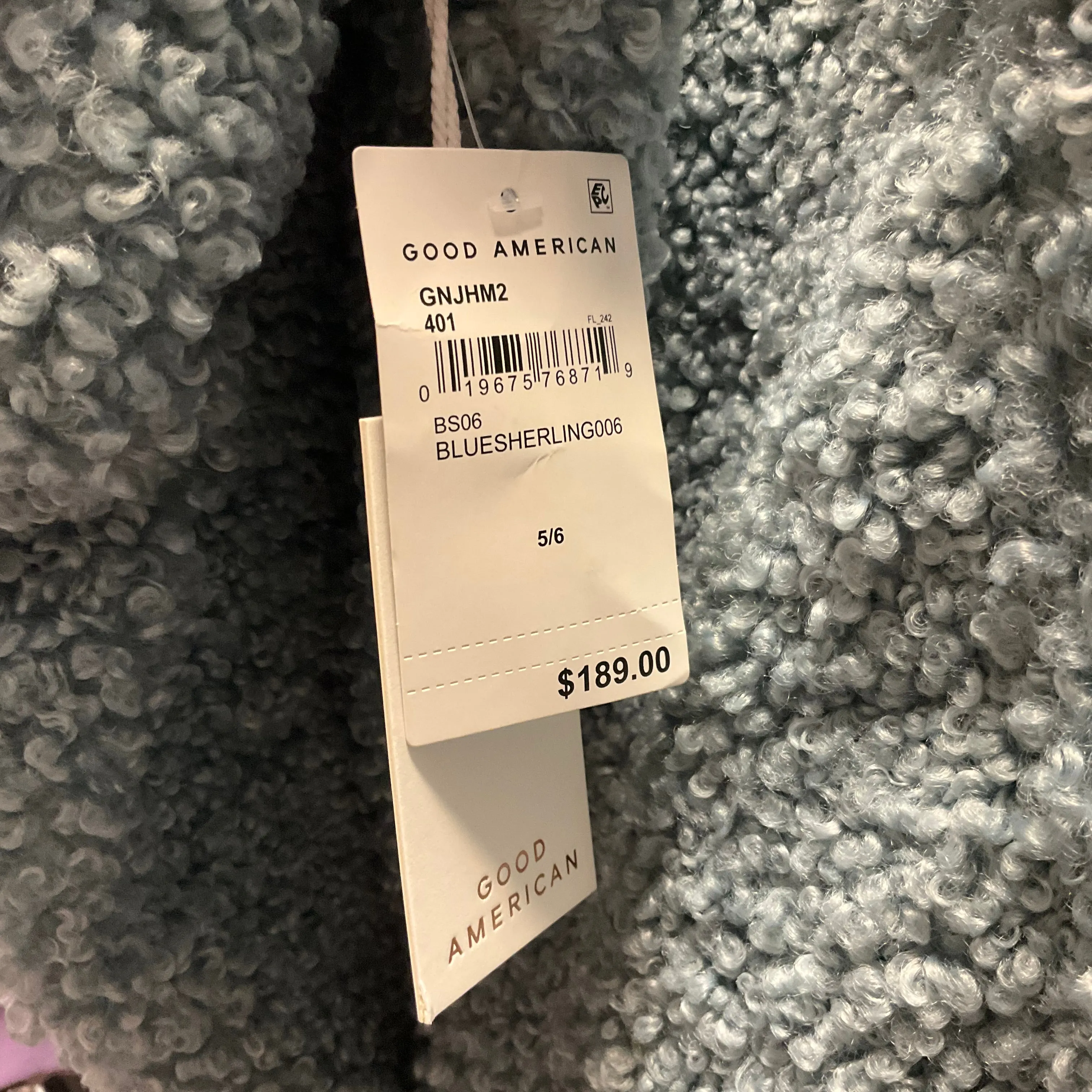 Coat Faux Fur & Sherpa By Good American In Blue, Size: 3X