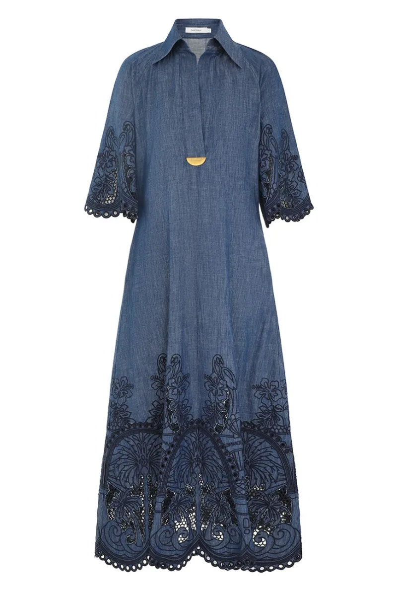 Coco Embroidered Denim Dress