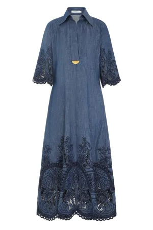 Coco Embroidered Denim Dress