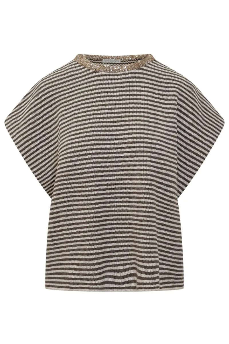 Dazzling Collar Striped Top