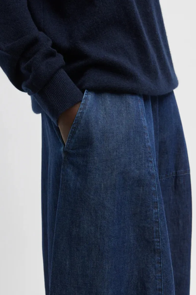 Denim Asymmetrical Balloon Skirt