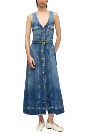 Denim Belt Midi Dress