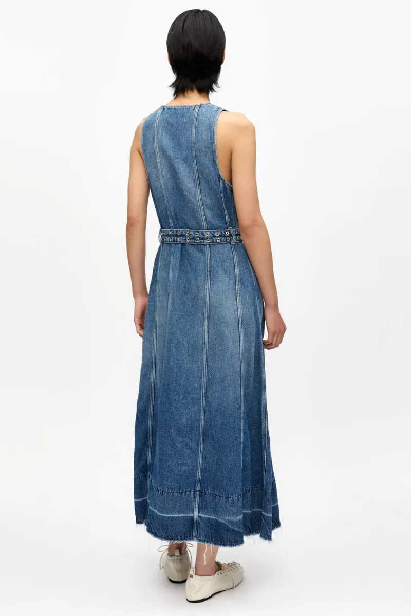 Denim Belt Midi Dress