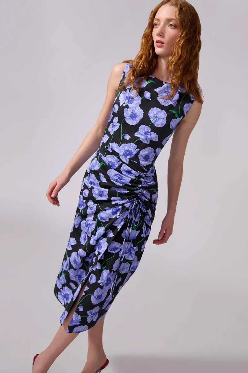 Floral-Print Dress With Drawstring