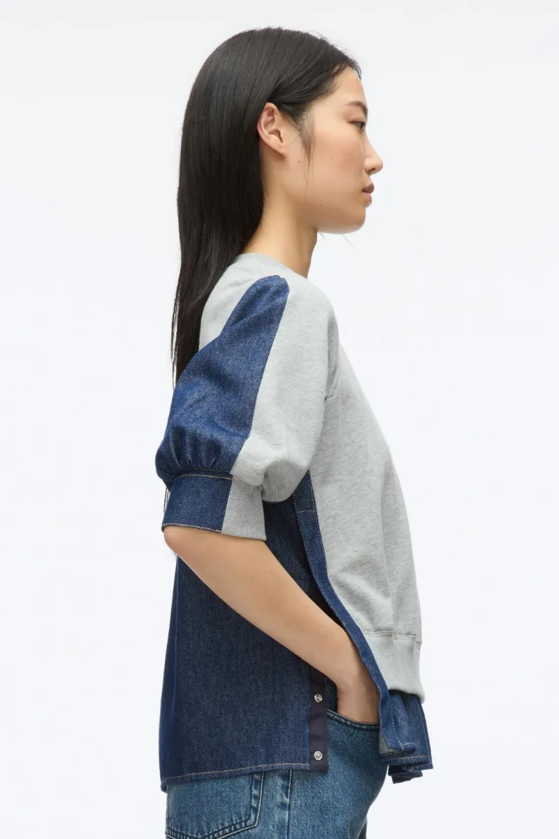 French Terry Denim Combo Top