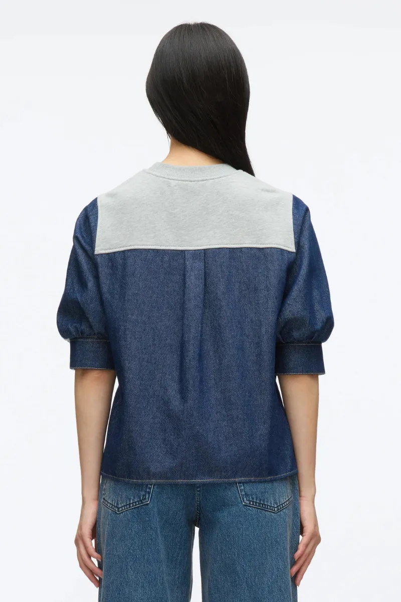 French Terry Denim Combo Top