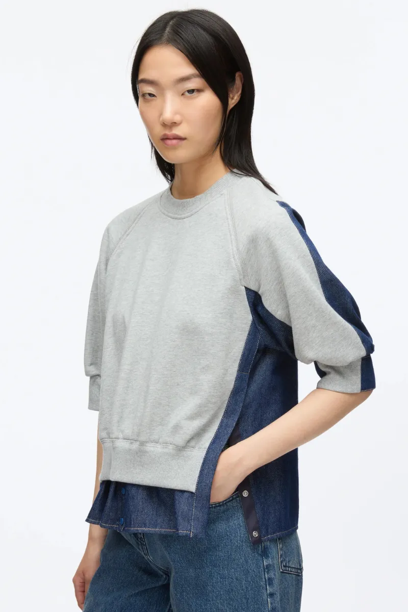 French Terry Denim Combo Top