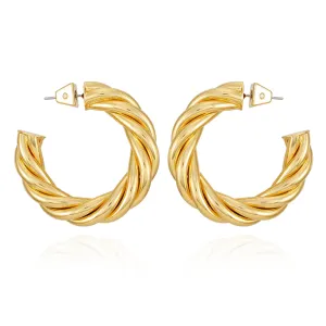 Goldtone Textured Rope Hoop Earrings