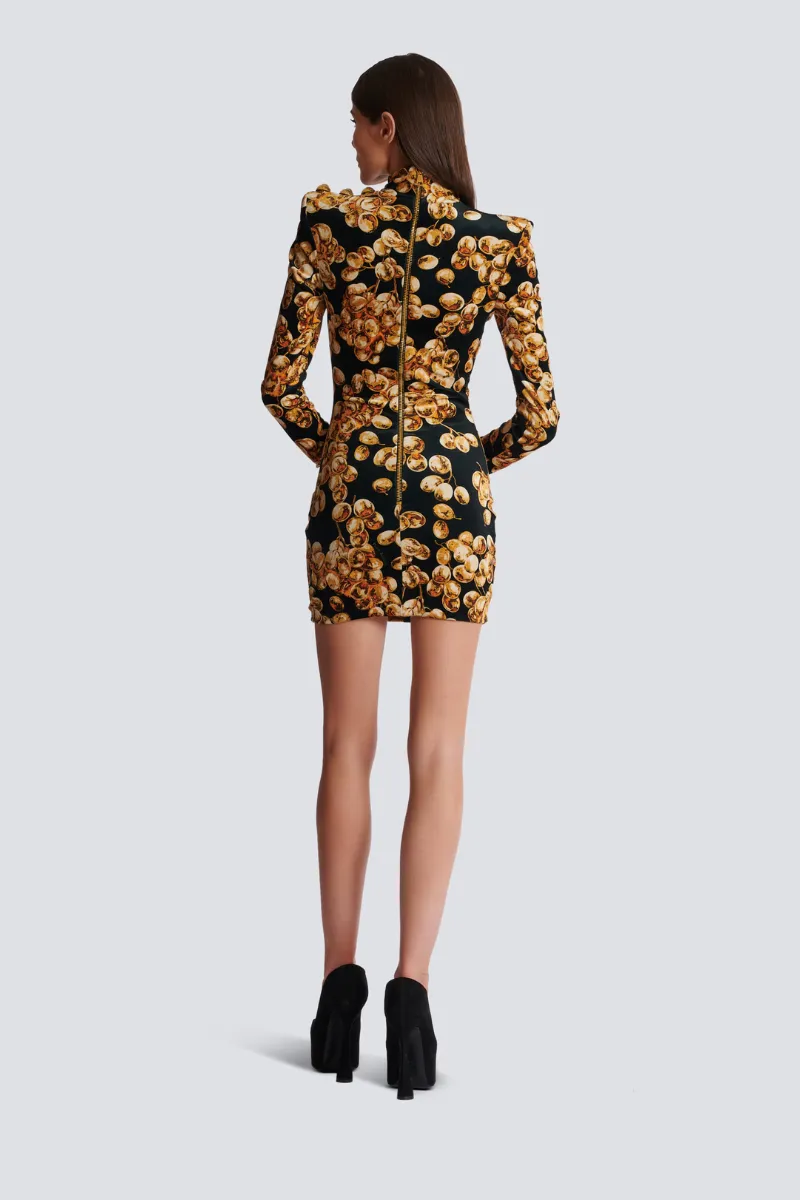 Grape Print Velvet Dress