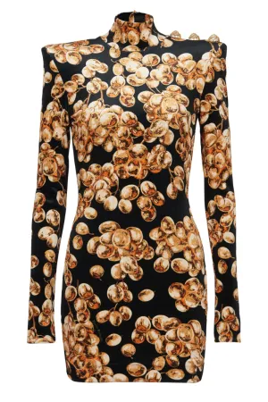 Grape Print Velvet Dress