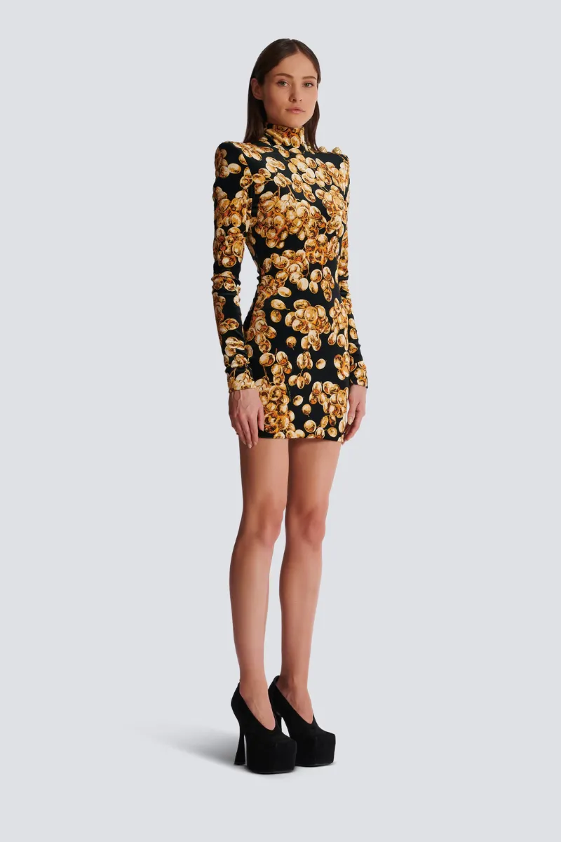 Grape Print Velvet Dress