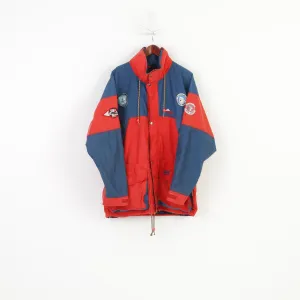 Helly Hansen Men XL Jacket Hood Red Pockets Vintage Nylon Full Zipper Outwear Top