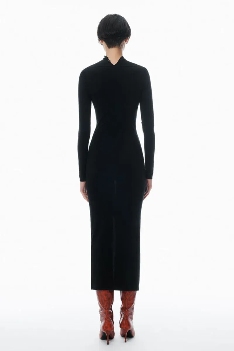 High-Neck Button Dress