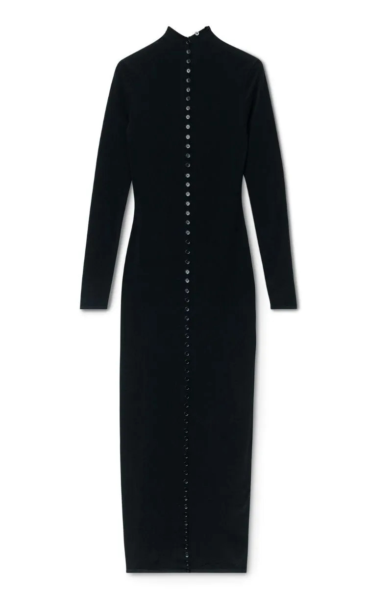 High-Neck Button Dress
