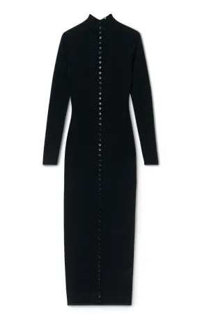 High-Neck Button Dress