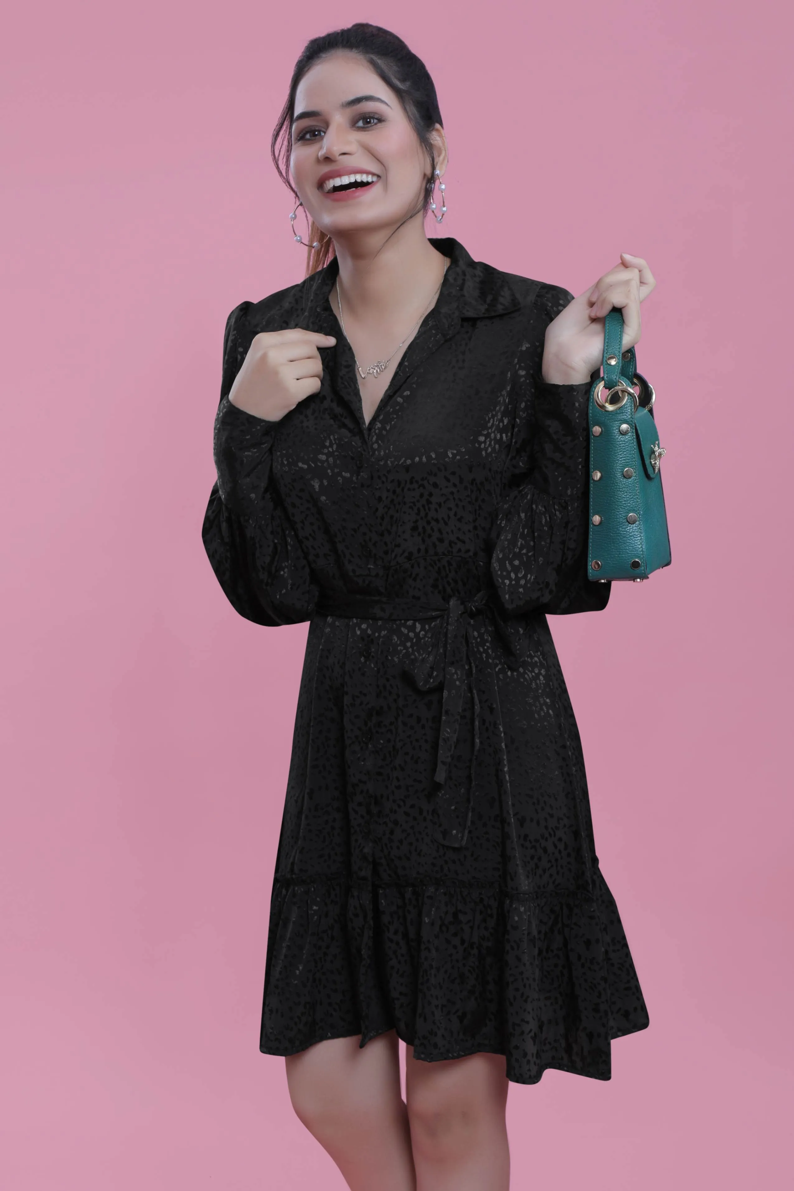 Jacquard Satin A-line Black Party Dress French Theory