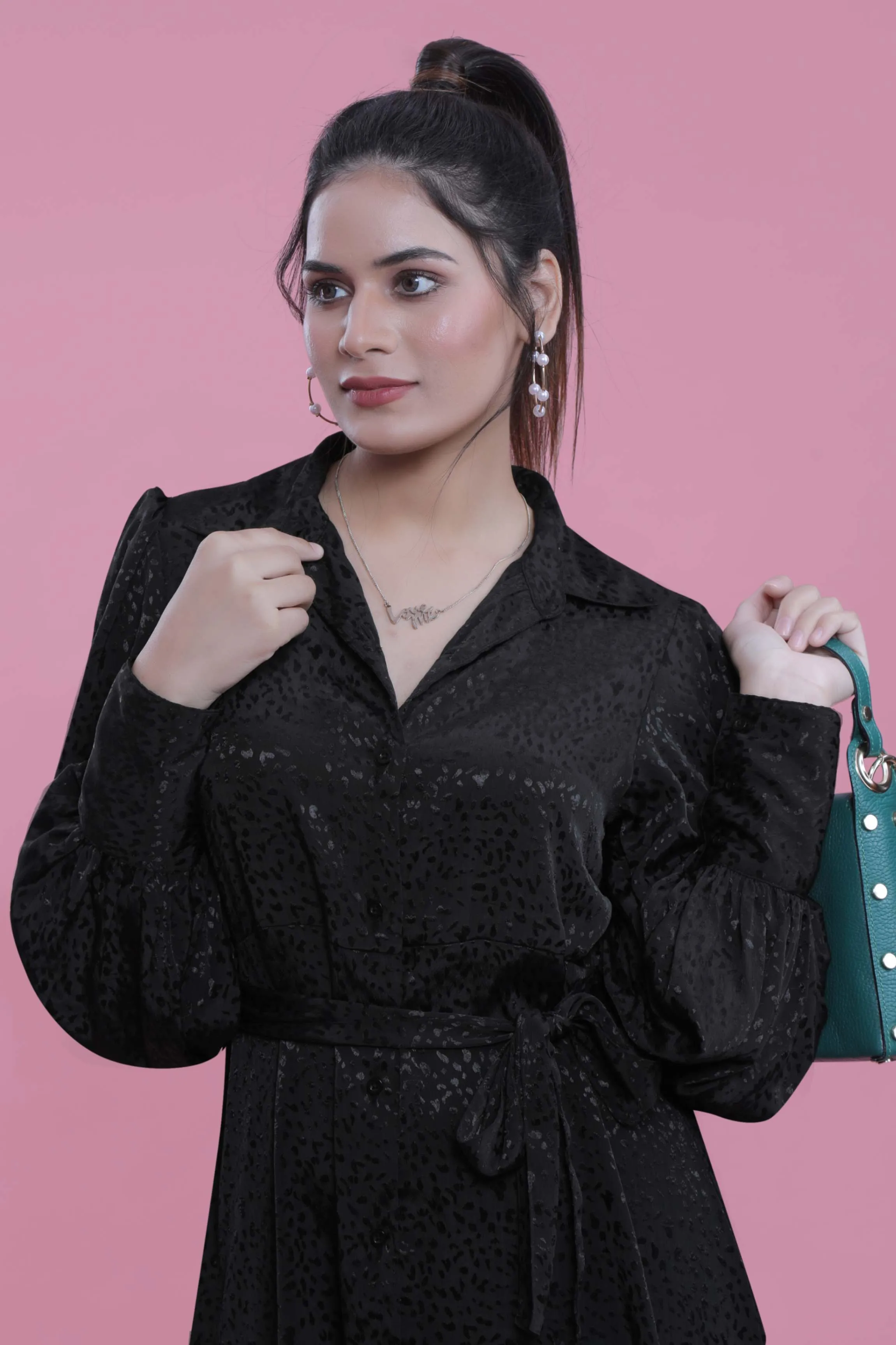 Jacquard Satin A-line Black Party Dress French Theory