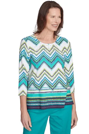 Nantucket Chevron Pleated Knit Top