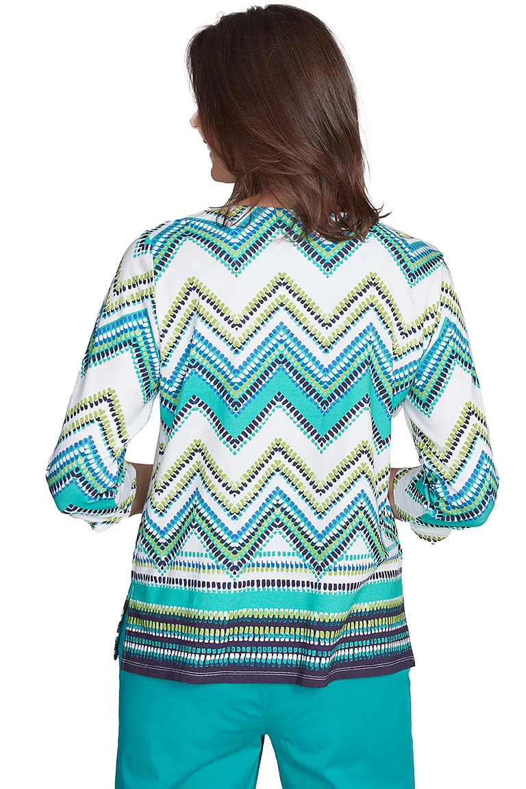 Nantucket Chevron Pleated Knit Top