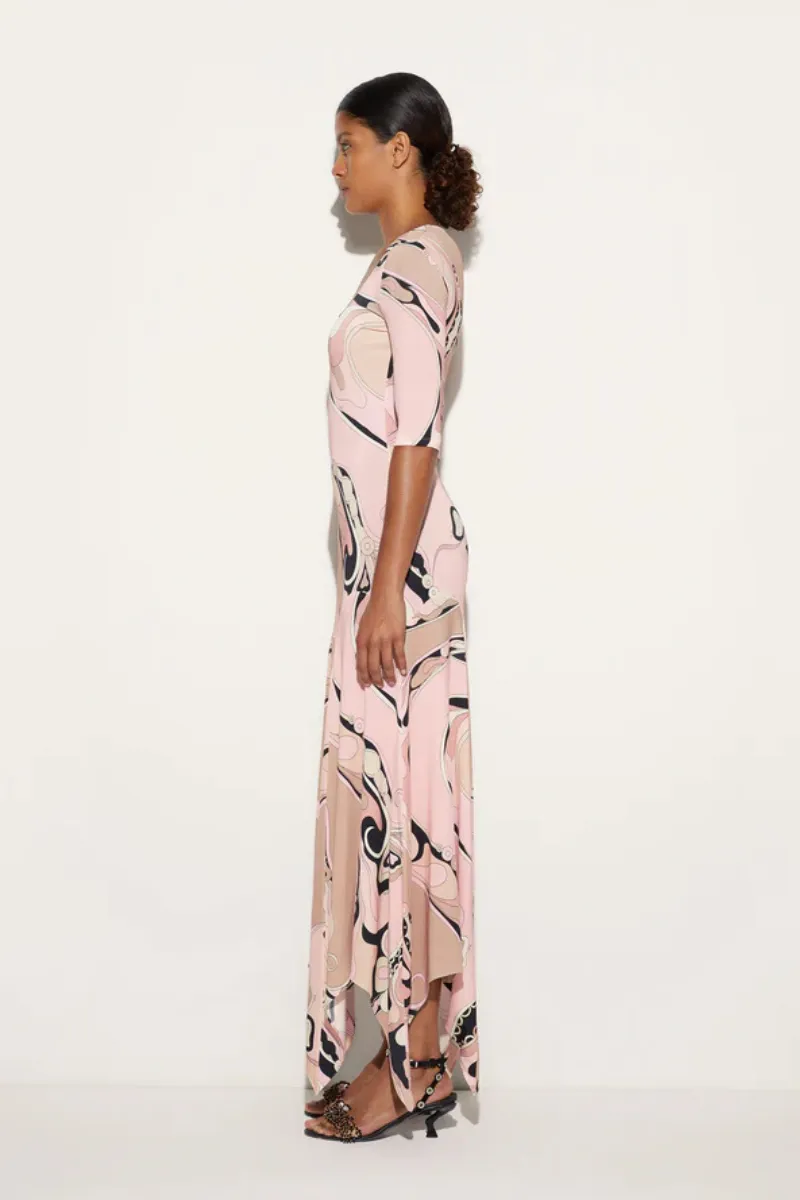 Orchidee Print Long Dress