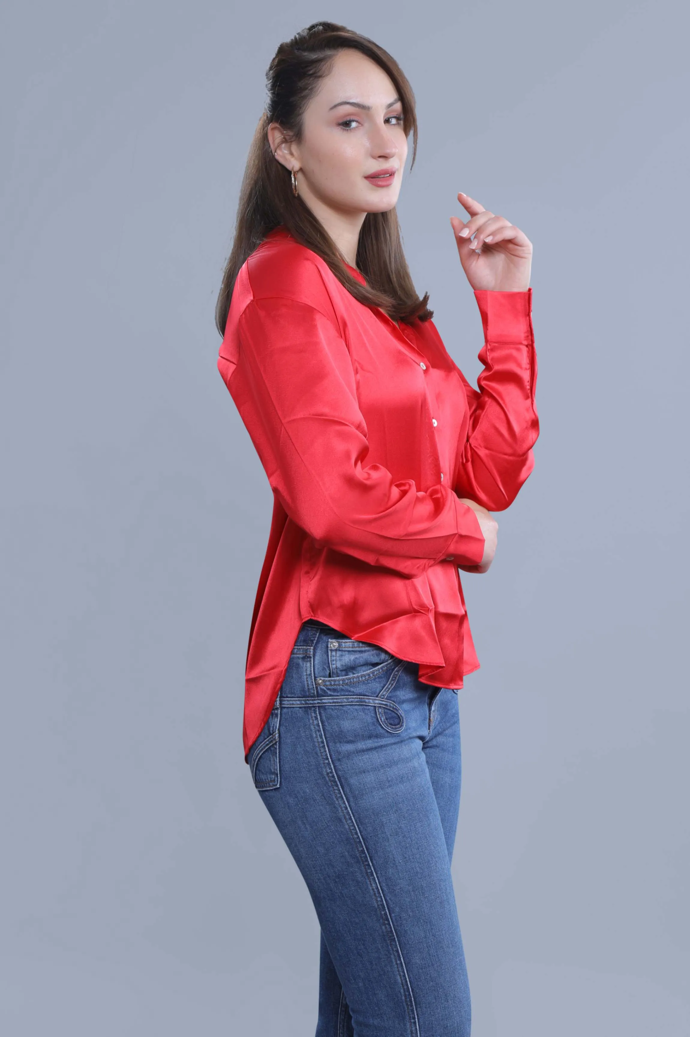 Oversized Red Satin Shirt French Theory