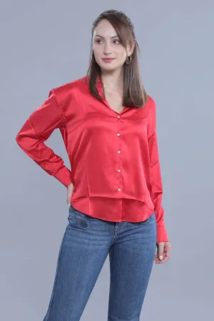 Oversized Red Satin Shirt French Theory
