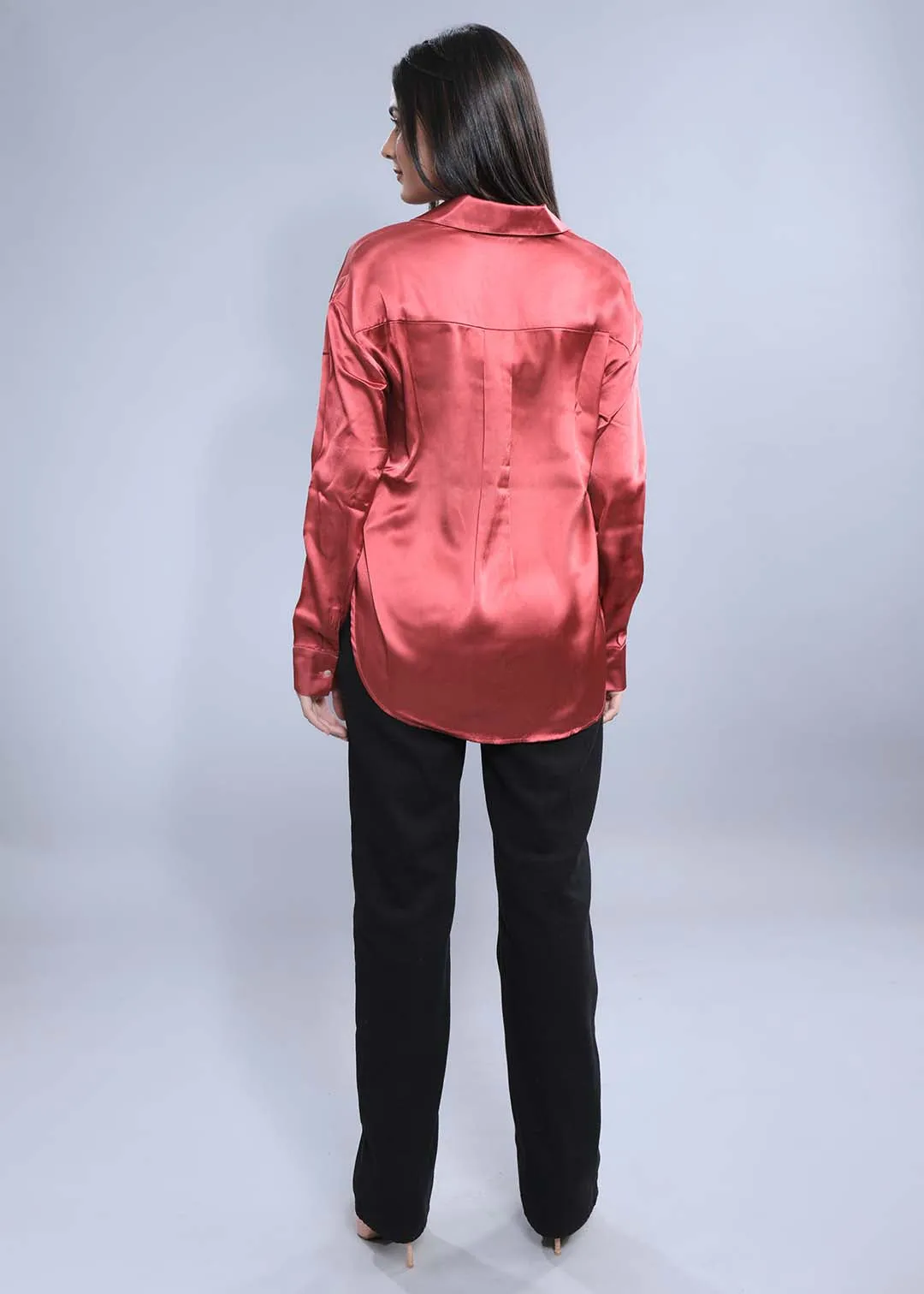 Oversized Red Satin Shirt French Theory