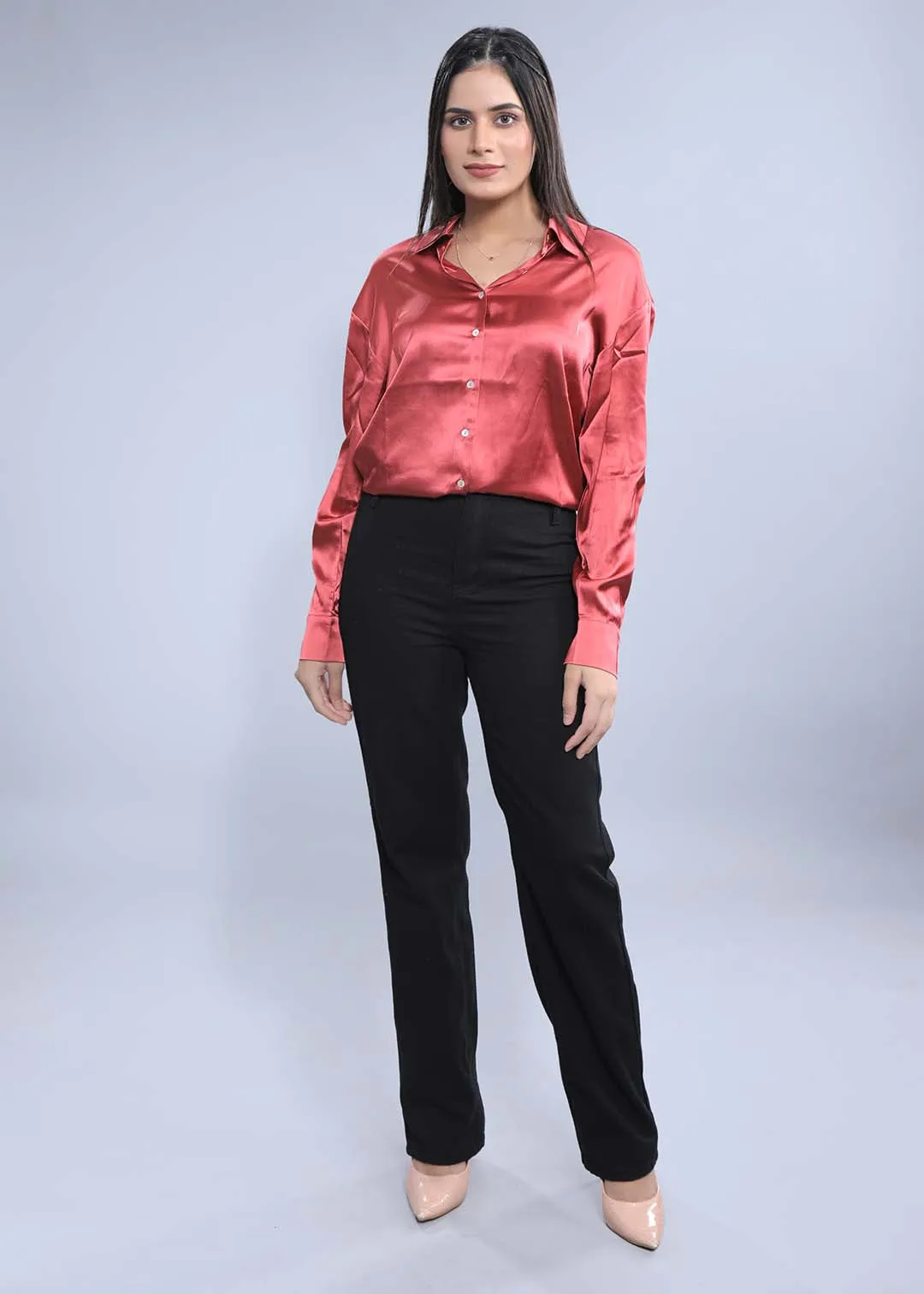 Oversized Red Satin Shirt French Theory