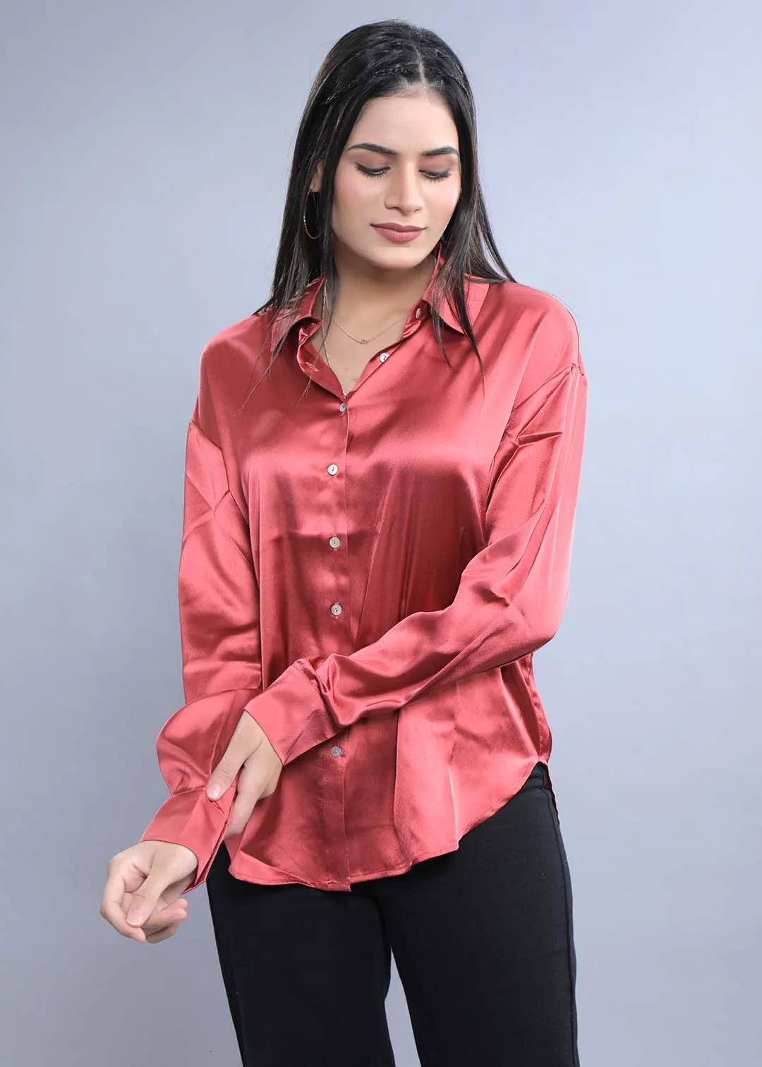 Oversized Red Satin Shirt French Theory