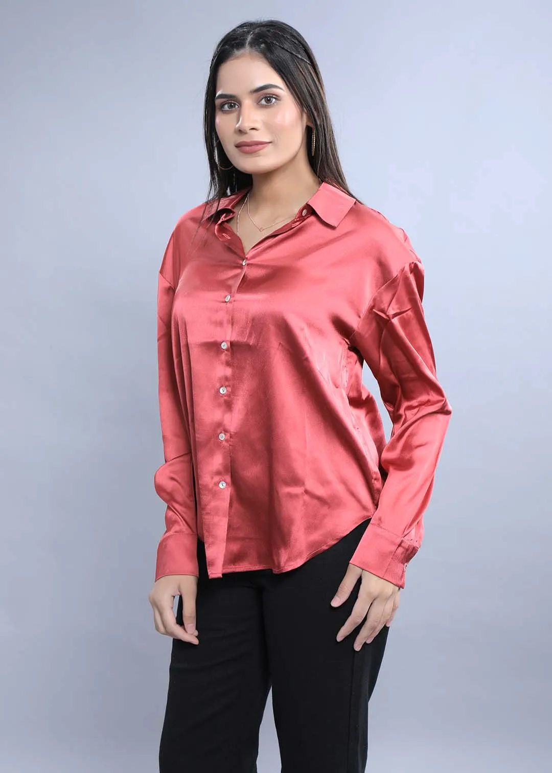 Oversized Red Satin Shirt French Theory