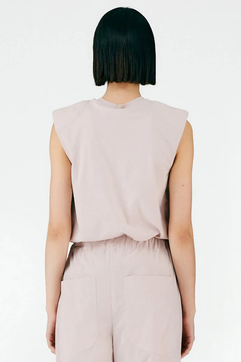 Padded Shoulder Sleeveless Top