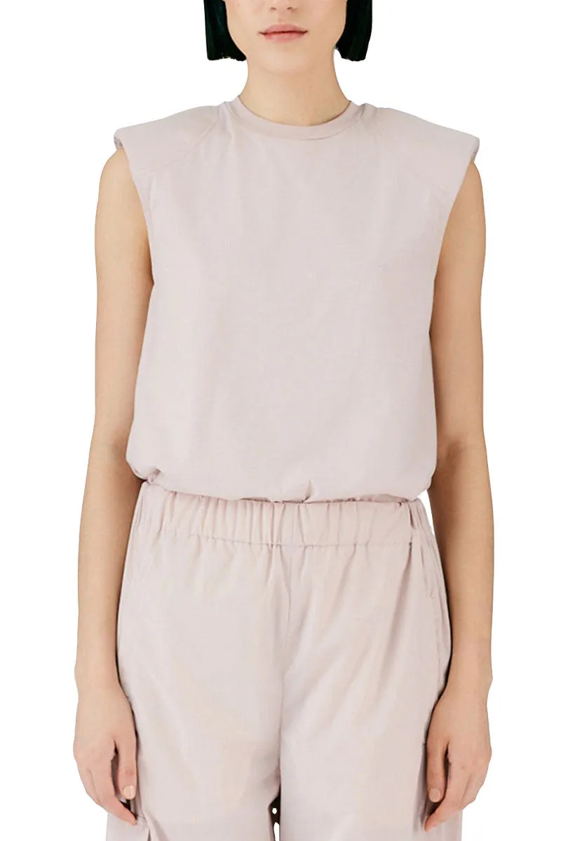 Padded Shoulder Sleeveless Top