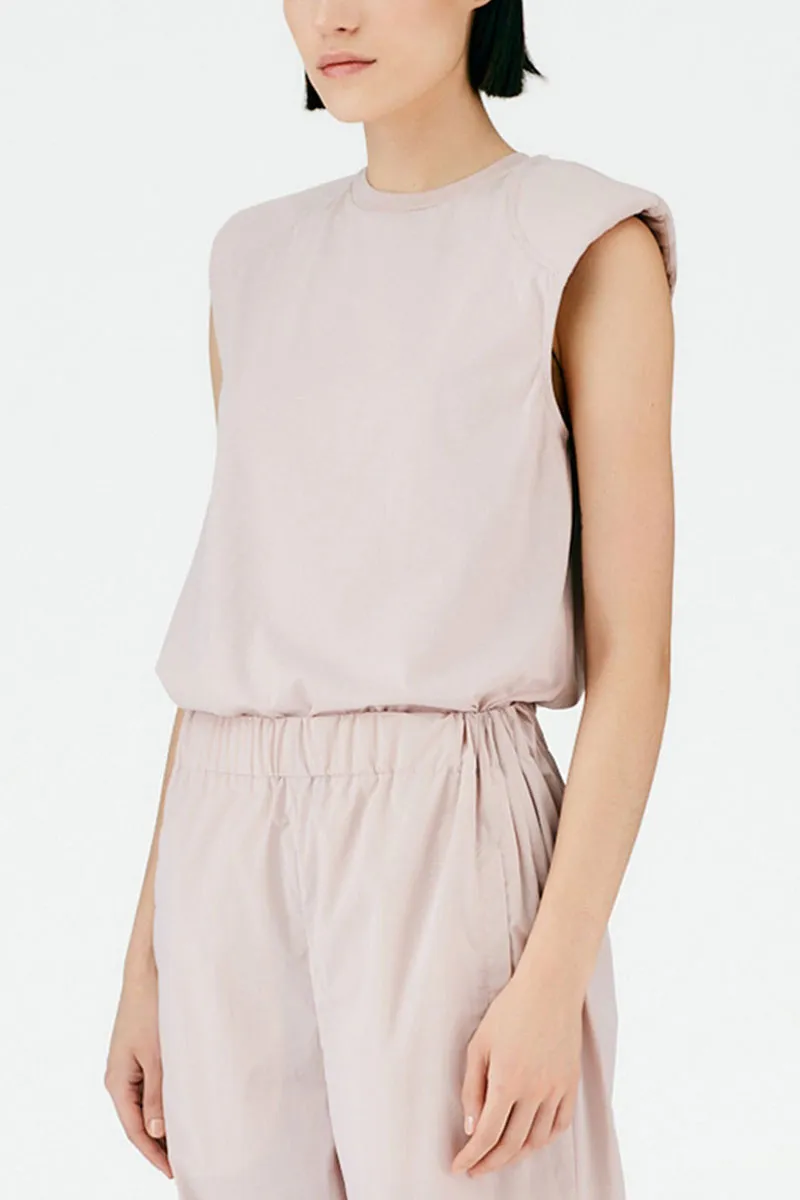 Padded Shoulder Sleeveless Top