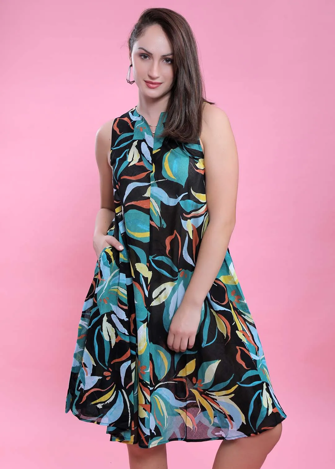 Printed A-Line Flowy Dress French Theory