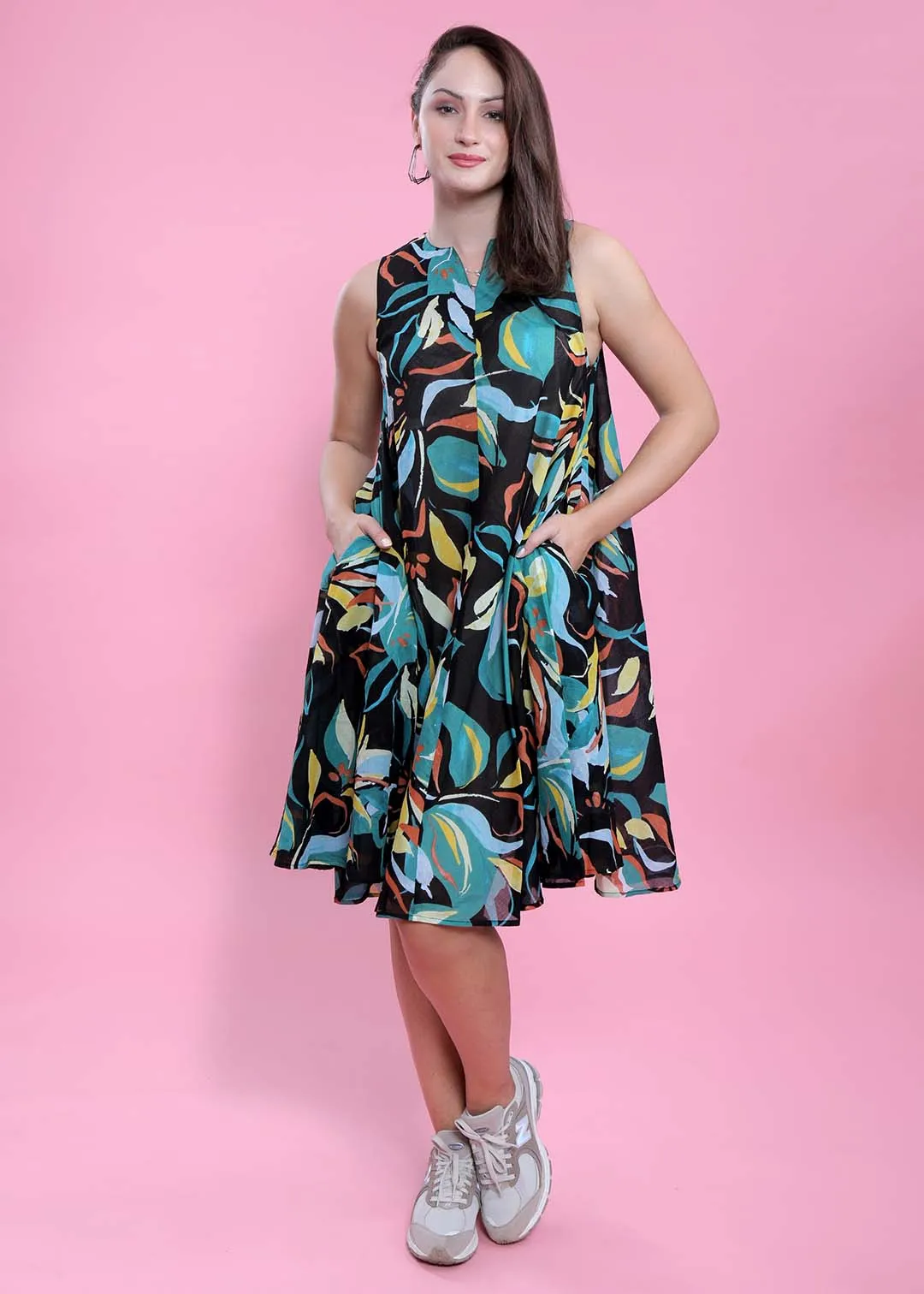 Printed A-Line Flowy Dress French Theory