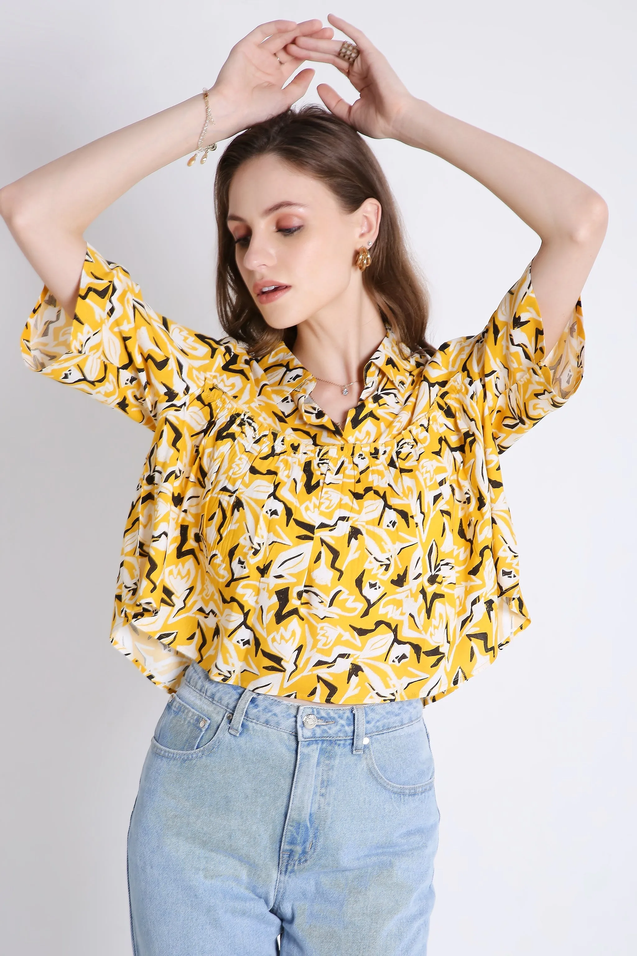 Printed Green Crop Top For Summer French Theory