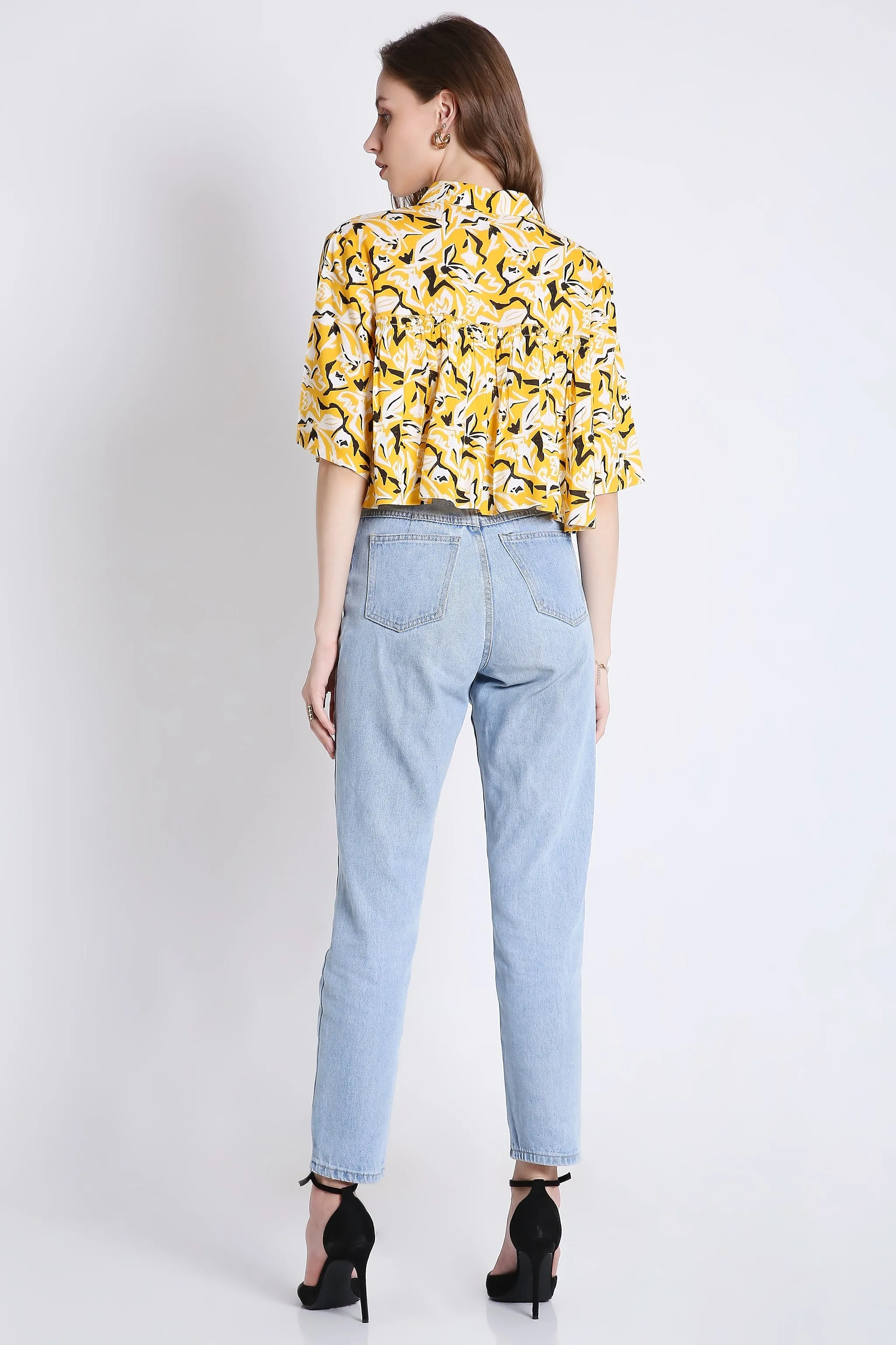 Printed Green Crop Top For Summer French Theory