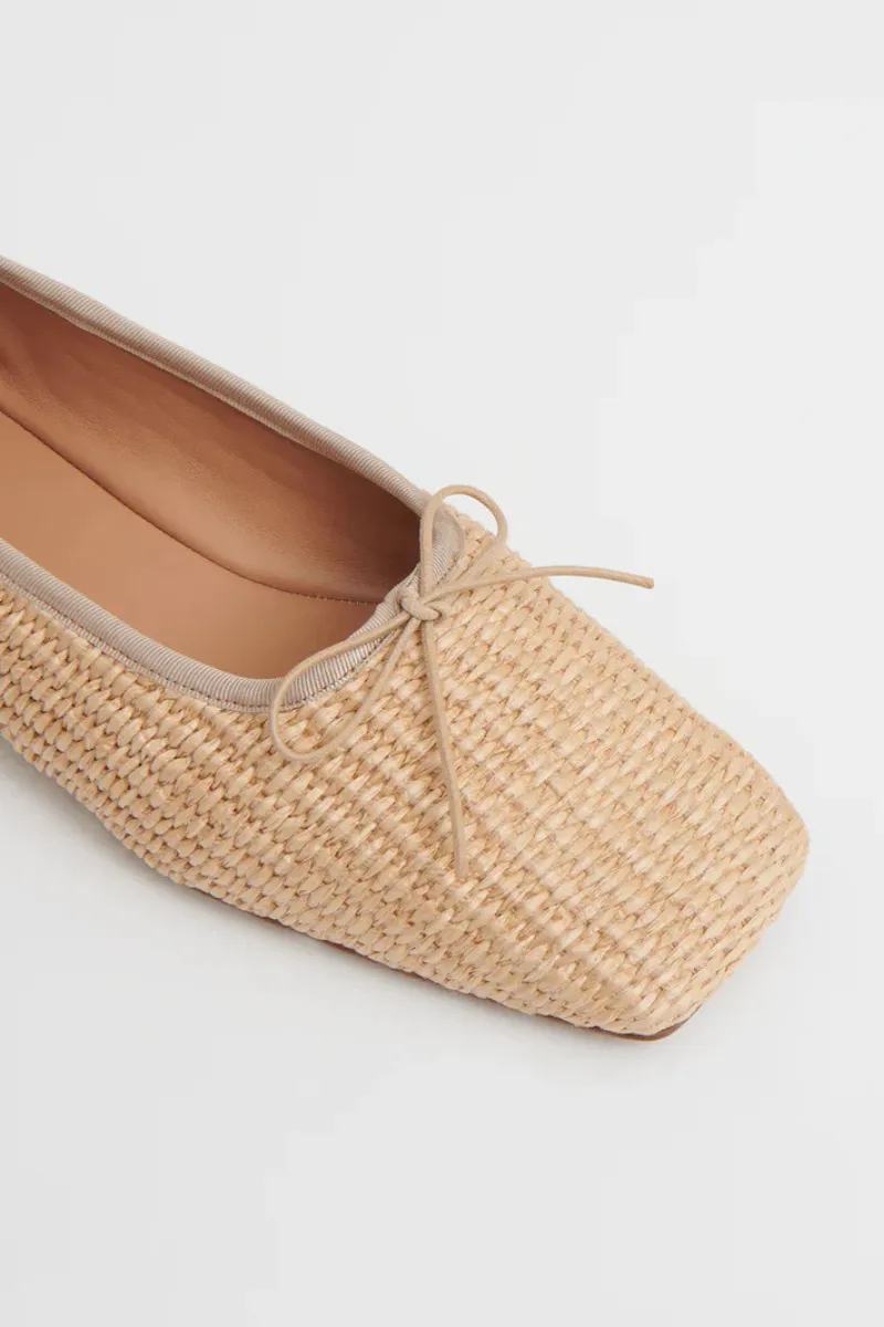 Raffia Square Toe Ballerina