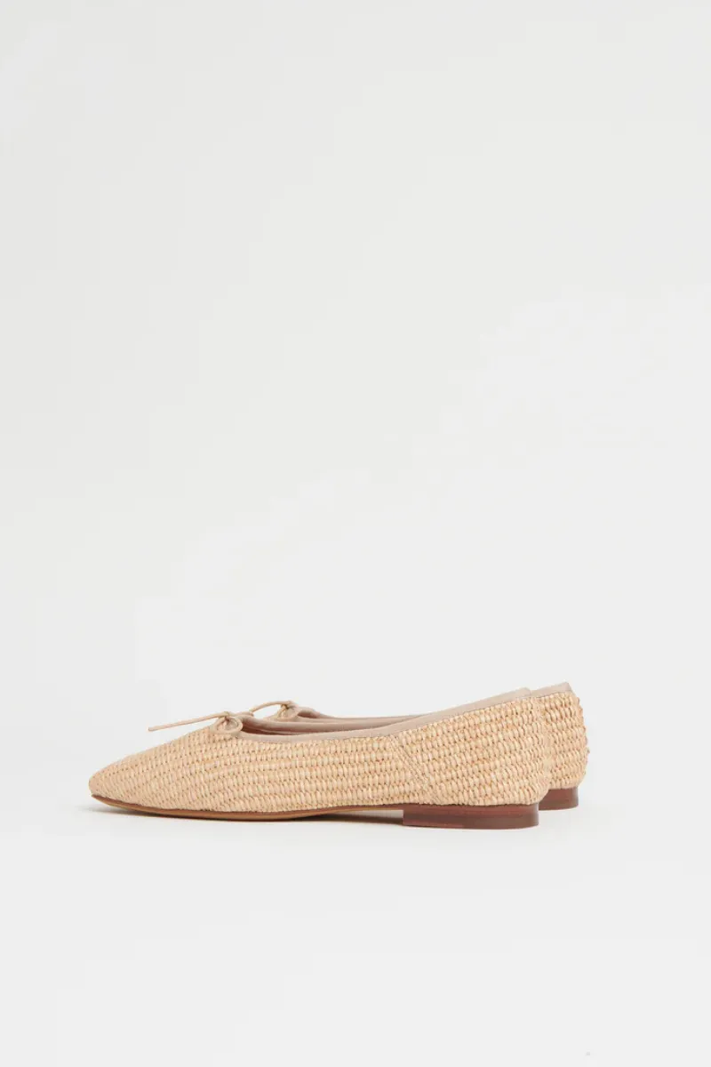 Raffia Square Toe Ballerina