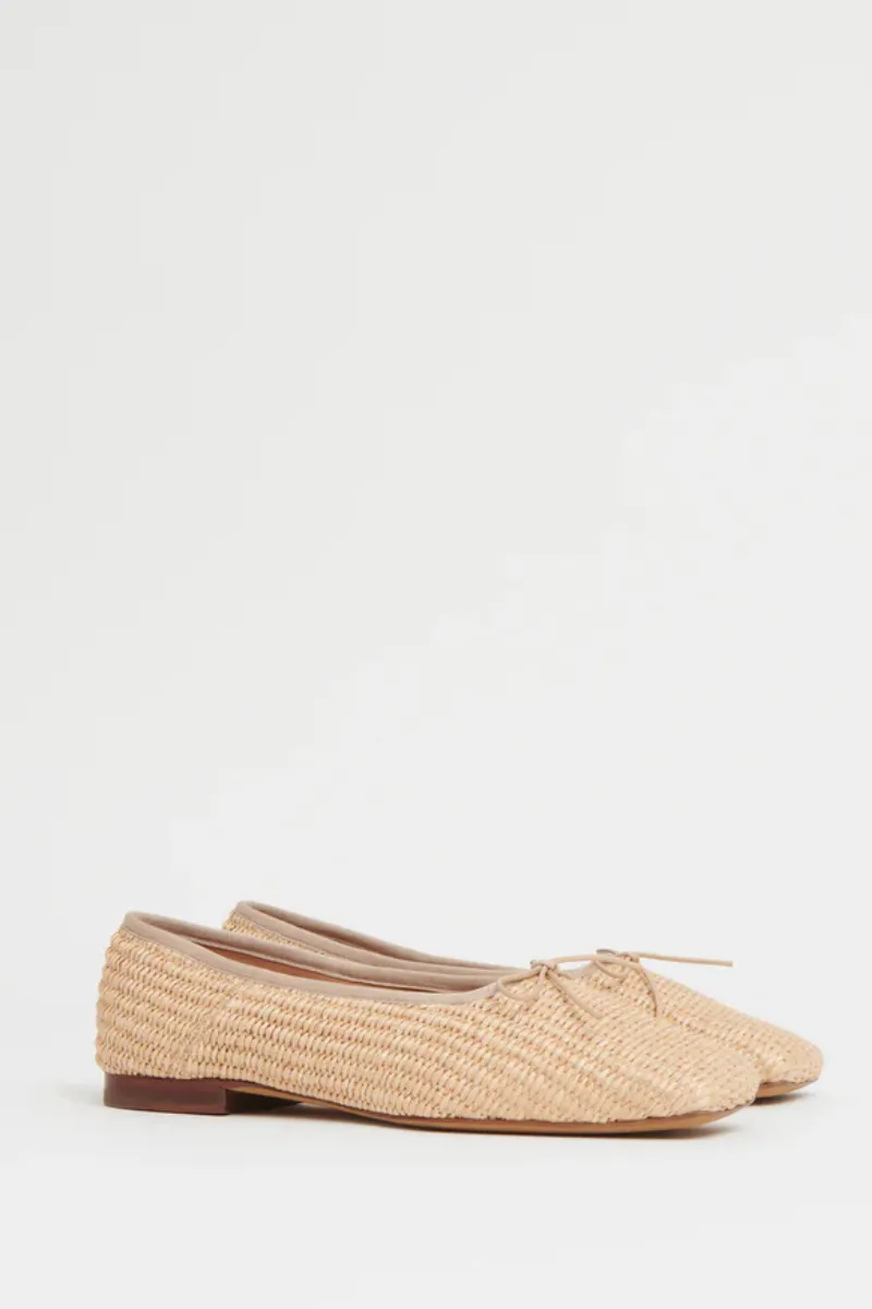 Raffia Square Toe Ballerina