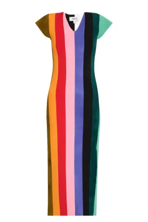 Rainbow Stripe Knit Maxi Dress