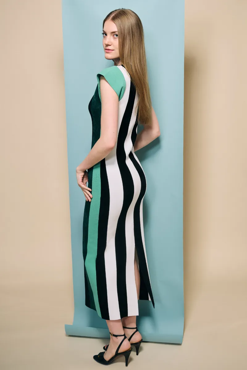 Rainbow Stripe Knit Maxi Dress