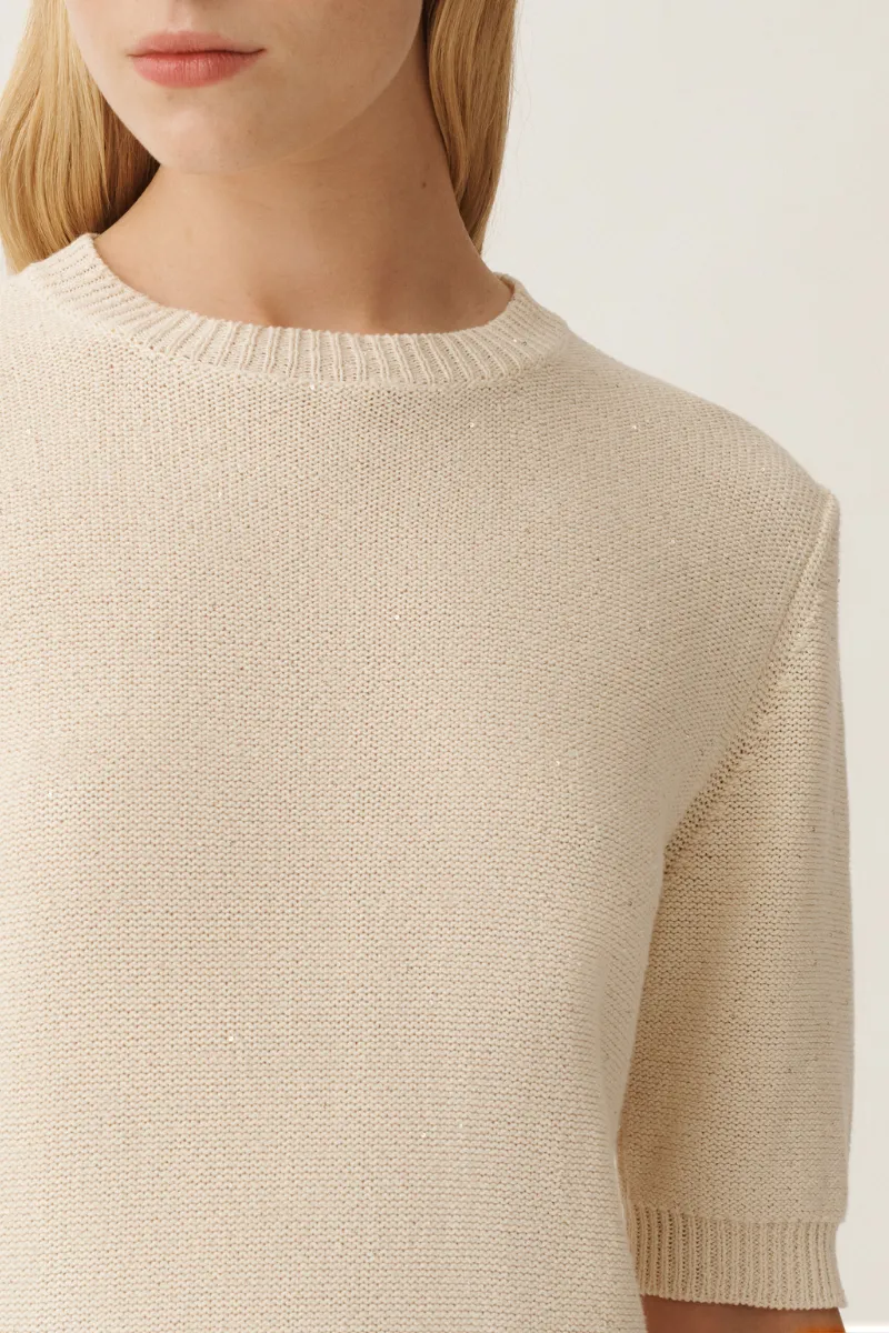 Sequin Short Sleeve Sweater