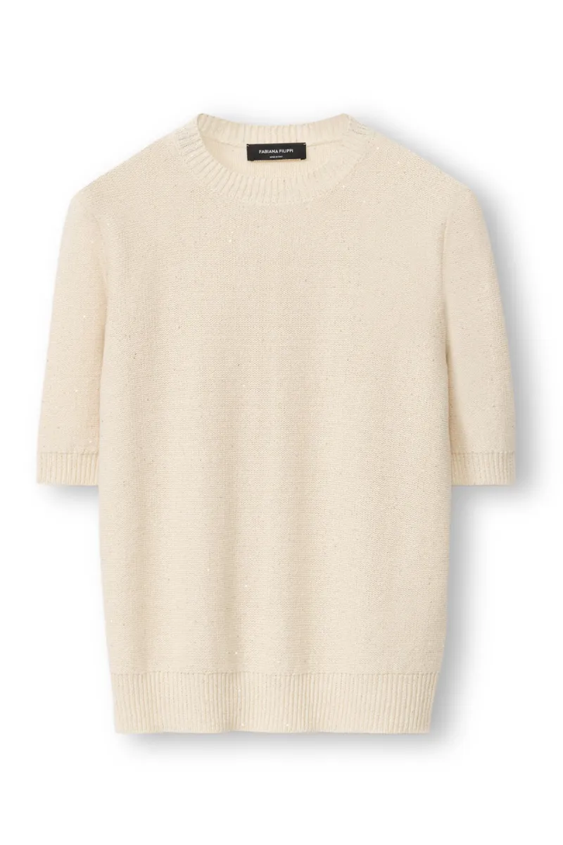 Sequin Short Sleeve Sweater